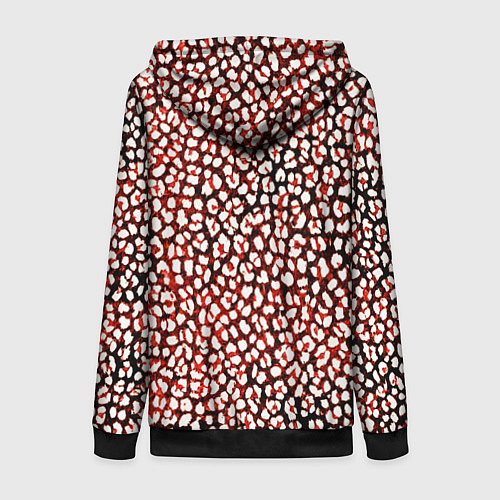 Женская толстовка на молнии Тёмный красный с белыми пятнышками / 3D-Черный – фото 2