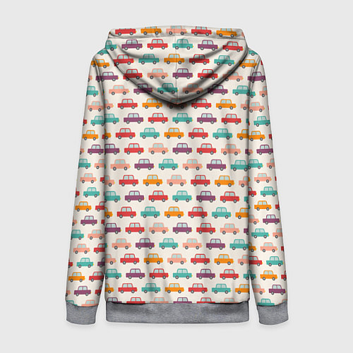 Женская толстовка на молнии Цветные машинки паттерн / 3D-Меланж – фото 2