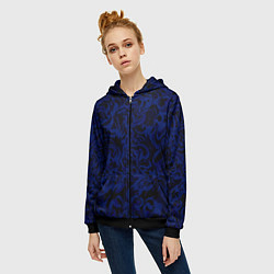 Толстовка на молнии женская Абстрактный тёмный чёрно-синий, цвет: 3D-черный — фото 2