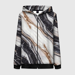 Толстовка на молнии женская Текстура жемчужный мрамор, цвет: 3D-черный