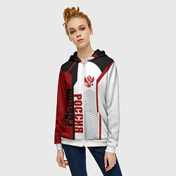 Толстовка на молнии женская Россия герб РФ, цвет: 3D-белый — фото 2