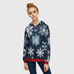 Толстовка на молнии женская Снежное небо, цвет: 3D-красный — фото 2