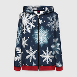 Толстовка на молнии женская Снежное небо, цвет: 3D-красный