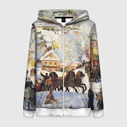 Женская толстовка на молнии Русская тройка зимой - картина Масленица Кустодиев