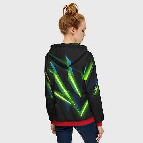 Женская толстовка на молнии Geometric neon / 3D-Красный – фото 4