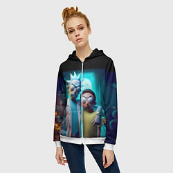 Толстовка на молнии женская Rick with Morty - halloween night, цвет: 3D-белый — фото 2