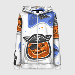 Толстовка на молнии женская Радостный хэллоуин, цвет: 3D-белый