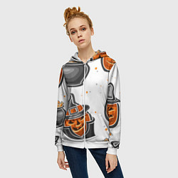 Толстовка на молнии женская Candy halloween, цвет: 3D-белый — фото 2