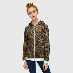 Толстовка на молнии женская Золотая метаморфоза на черном, цвет: 3D-белый — фото 2