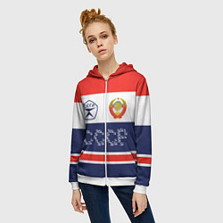 Толстовка на молнии женская Символика и знаки СССР, цвет: 3D-белый — фото 2
