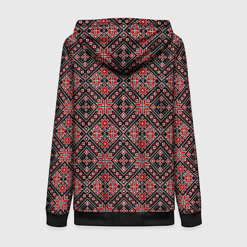 Женская толстовка на молнии Славянский стиль - орнамент / 3D-Черный – фото 2