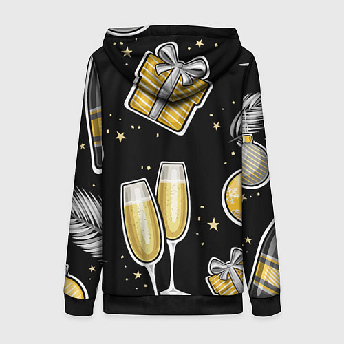 Женская толстовка на молнии Новогодний вайб / 3D-Черный – фото 2