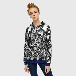 Толстовка на молнии женская Lightnings and faces - ai art fantasy, цвет: 3D-синий — фото 2