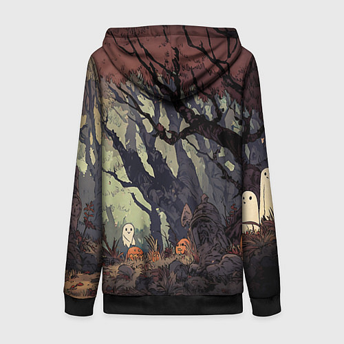 Женская толстовка на молнии Призрачный лес / 3D-Черный – фото 2