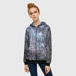 Толстовка на молнии женская Абстракция - gray-blue hurricane, цвет: 3D-черный — фото 2