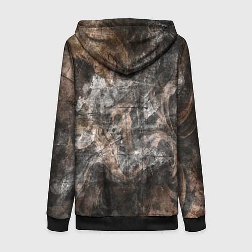 Женская толстовка на молнии Абстракция - brown darkness / 3D-Черный – фото 2