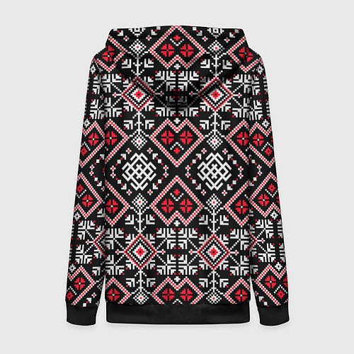 Женская толстовка на молнии Славянский орнамент обережный / 3D-Черный – фото 2