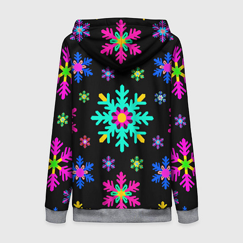 Женская толстовка на молнии Снежинки ретро / 3D-Меланж – фото 2