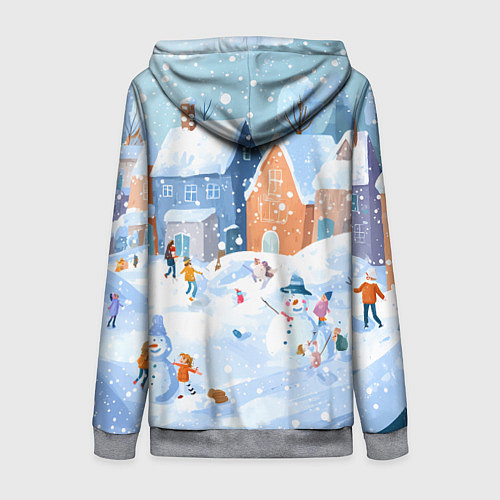 Женская толстовка на молнии Предновогодний день во дворе / 3D-Меланж – фото 2