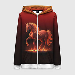 Женская толстовка на молнии Узор с конем огнем