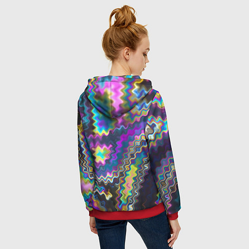 Женская толстовка на молнии Абстракция переливы / 3D-Красный – фото 4