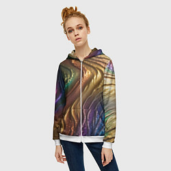 Толстовка на молнии женская Сморщенные складочки жидкости, цвет: 3D-белый — фото 2