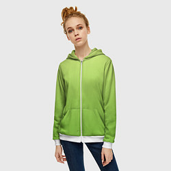 Толстовка на молнии женская Color lime green, цвет: 3D-белый — фото 2