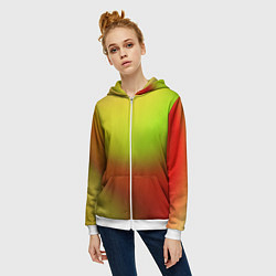 Толстовка на молнии женская Color multicolored gradient, цвет: 3D-белый — фото 2