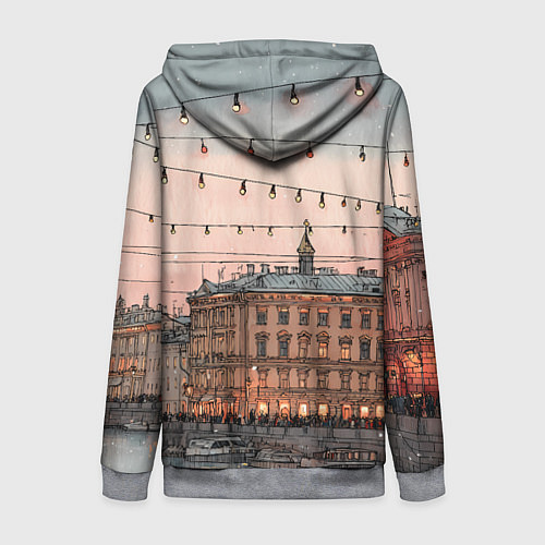 Женская толстовка на молнии Новогодний зимний Питер / 3D-Меланж – фото 2