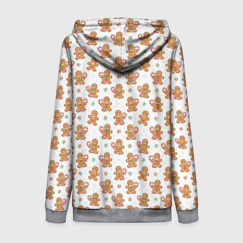Женская толстовка на молнии Имбирные человечки и карамельные трости / 3D-Меланж – фото 2