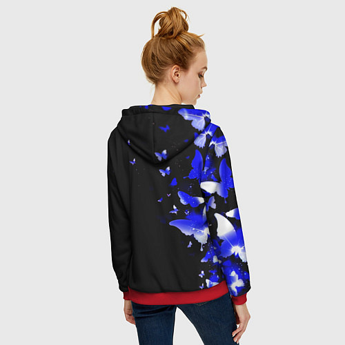 Женская толстовка на молнии Наполи бабочки текстура / 3D-Красный – фото 4