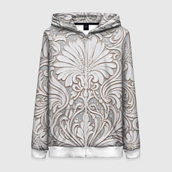 Толстовка на молнии женская Вензельные цветы, цвет: 3D-белый