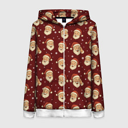 Толстовка на молнии женская Паттерн с Сантой, цвет: 3D-белый