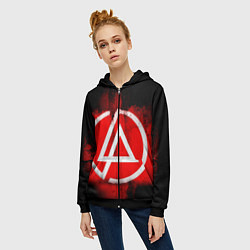 Толстовка на молнии женская Linkin Park: Red style, цвет: 3D-черный — фото 2