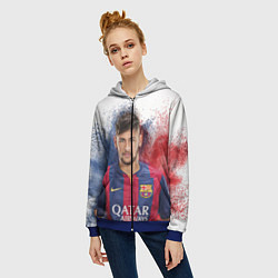 Толстовка на молнии женская Neymar FCB, цвет: 3D-синий — фото 2