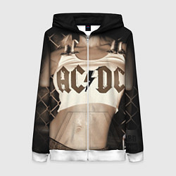 Толстовка на молнии женская AC/DC Girl, цвет: 3D-белый