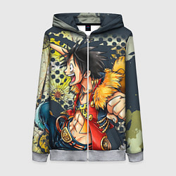 Толстовка на молнии женская One Piece, цвет: 3D-меланж