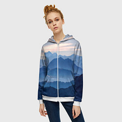 Толстовка на молнии женская Горы, цвет: 3D-белый — фото 2