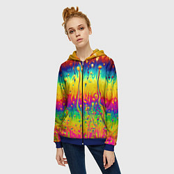 Толстовка на молнии женская Tie dye, цвет: 3D-синий — фото 2