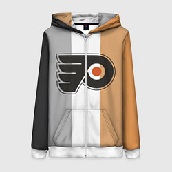 Толстовка на молнии женская Philadelphia Flyers, цвет: 3D-белый