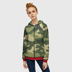 Толстовка на молнии женская Хаки, цвет: 3D-красный — фото 2