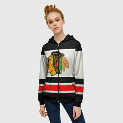 Толстовка на молнии женская Chicago Blackhawks, цвет: 3D-черный — фото 2