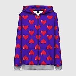 Толстовка на молнии женская Hearts Pattern, цвет: 3D-меланж