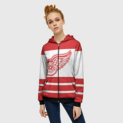 Толстовка на молнии женская Detroit Red Wings, цвет: 3D-черный — фото 2