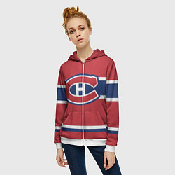 Толстовка на молнии женская Montreal Canadiens, цвет: 3D-белый — фото 2