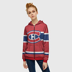 Толстовка на молнии женская Montreal Canadiens, цвет: 3D-красный — фото 2