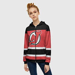 Толстовка на молнии женская New Jersey Devils, цвет: 3D-черный — фото 2