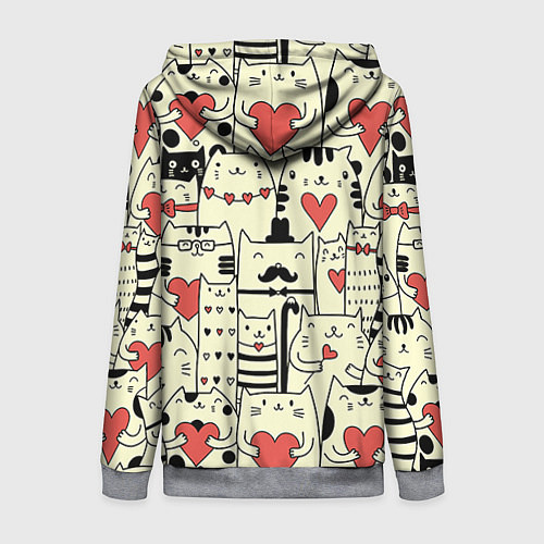 Женская толстовка на молнии Любящие котики / 3D-Меланж – фото 2