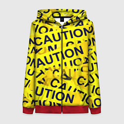 Толстовка на молнии женская Caution, цвет: 3D-красный