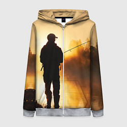 Толстовка на молнии женская Вечерний рыбак, цвет: 3D-меланж